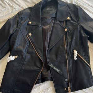 Blank NYC moto faux leather jacket with gold hardware